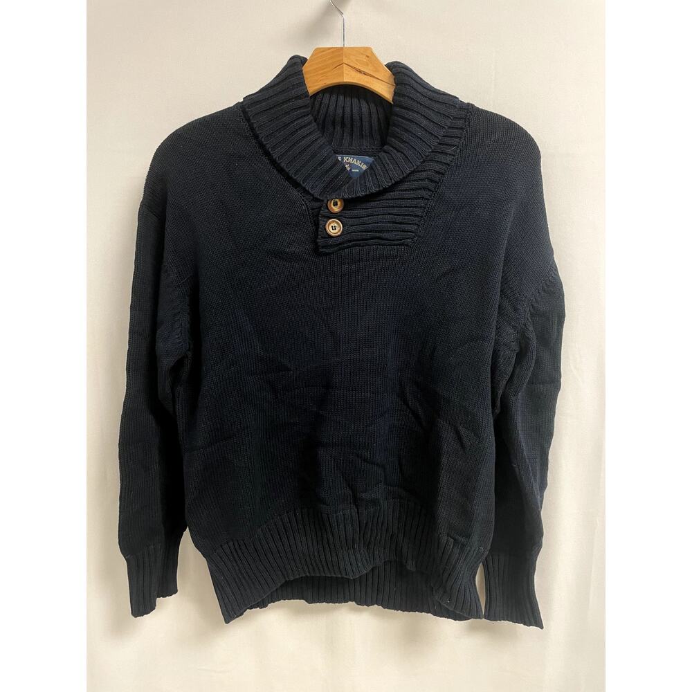 BILLS KHAKIS Shawl Collar Sweater Cotton Heavyweight Knit Navy Blue Men's XL